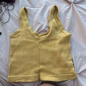 Free People Yellow Ribbed Crop Tank Top